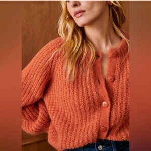 La Maille Sézane Emile Cardigan - Terracotta/Rust Orange - Size XXS
